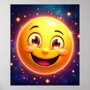 Póster Feliz Emoji de ojos cósmicos