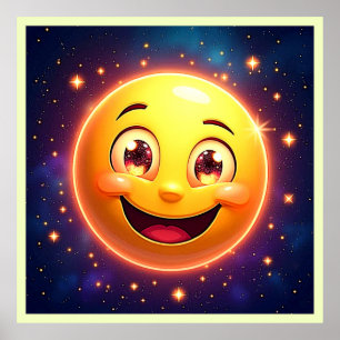 Póster Feliz Emoji de ojos cósmicos