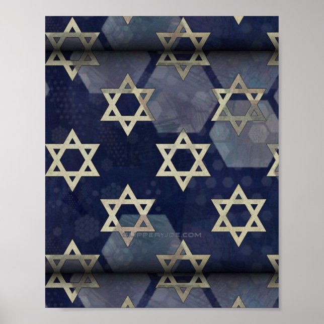 Póster Feliz Estrella de Hanukkah de David menorah Dreide (Frente)