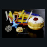 Póster Feliz Estrella de Hanukkah de David menorah Dreide<br><div class="desc">Feliz Hanukkah Star de David menorah Dreidel SlipperyJoe Celebración Velas Hebreo Judío Chanukah regalos decorativos Judaísmo religión artística</div>