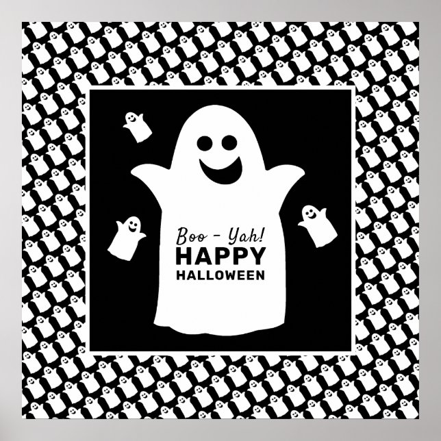 Póster Feliz Fantasma, Black Halloween Party (Frente)