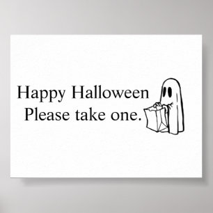Póster Feliz Fantasma de Trick-or-Treater de Halloween co
