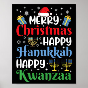Póster Feliz Feliz Feliz Feliz Navidad Feliz Hap Hanukkah