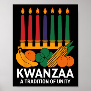 Póster Feliz feriado africano por las velas de Kwanzaa