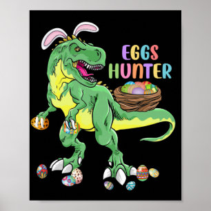 Póster Feliz Fiesta T-rex de la Pascua de los Dinosaurios