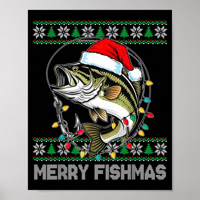 Póster Feliz Fishmas Divertido B Pesca Navidad Para Mujer (Frente)