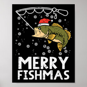 Póster Feliz Fishmas Pesca Navidad Papá Hombres