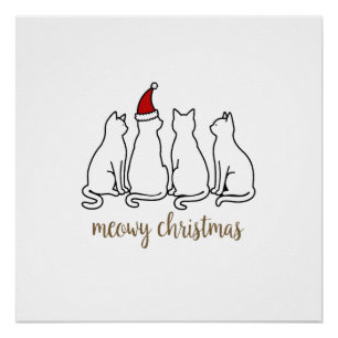 Póster Feliz Gatmas Gato Navidad Adorable Gatito Gatos Sa