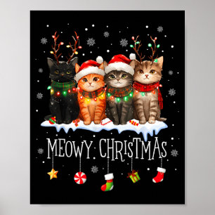 Póster Feliz Gatmas Gato Navidad Hermoso Gatito Gatos San
