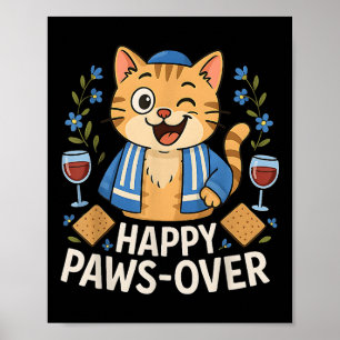 Póster Felíz gato de pavón pover Seder Gato Judío Lover