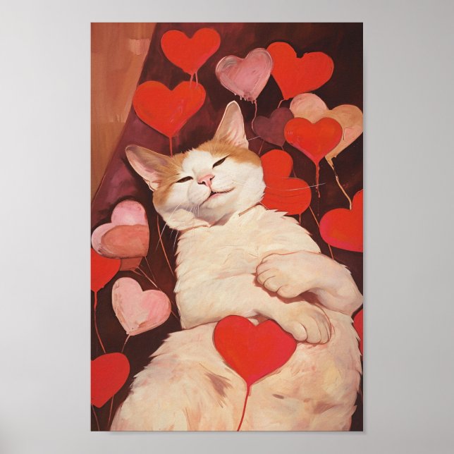 Póster Feliz Gato de San Valentín (Frente)