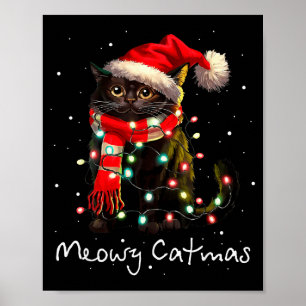 Póster Feliz Gatomidad Gato Árbol de Navidad Navidad Chic