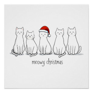 Póster Feliz Gatomidad Gato Navidad Gatito Lindo Gatos Sa