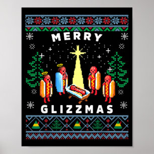 Póster Feliz Glizzmas divertido suéter feo de Navidad Gli