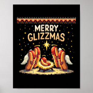 Póster Feliz Glizzmas Humor De Perro Caliente Comida Grac