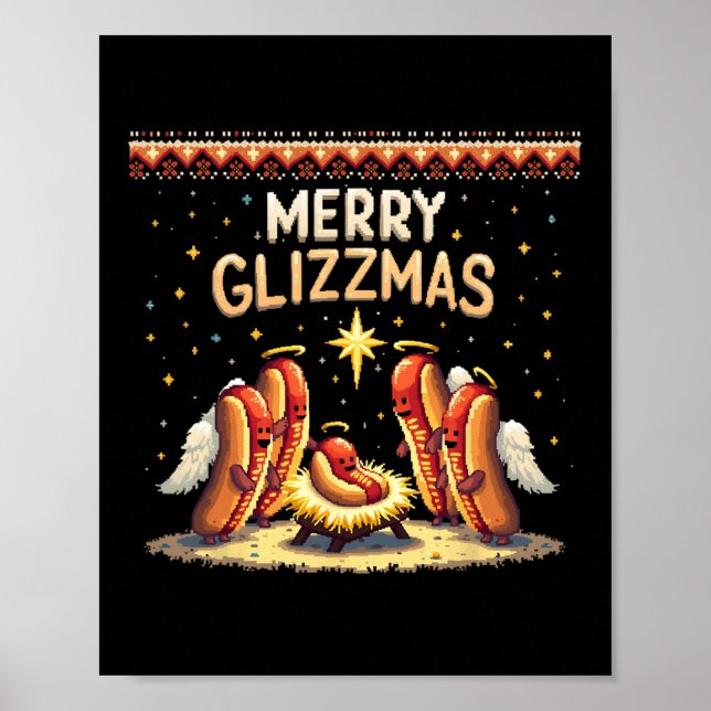 Póster Feliz Glizzmas Humor De Perro Caliente Comida Grac (Frente)