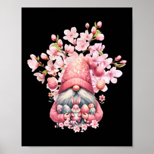 Póster Feliz Gnomes de Pascua Hola Floral de primavera
