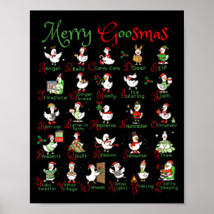 Póster Feliz Goosmas Navidad Silly Goose A a Z Diseño Lin