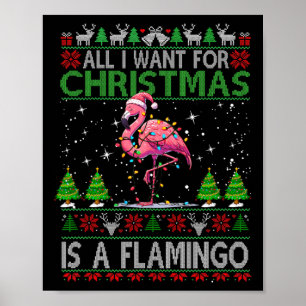 Póster Feliz Gorra navideño Santa Flamingo Navidades lige