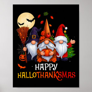 Póster Feliz Hallothanksmas Gnomes Feliz Halloween