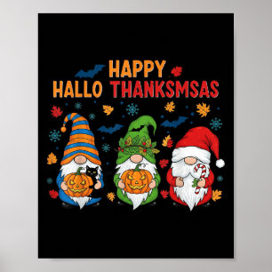 Póster Feliz Hallothanksmas Gnomes Feliz Halloween