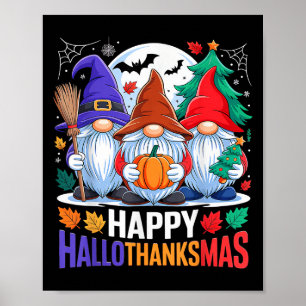 Póster Feliz Hallothanksmas Gnomes Feliz Halloween
