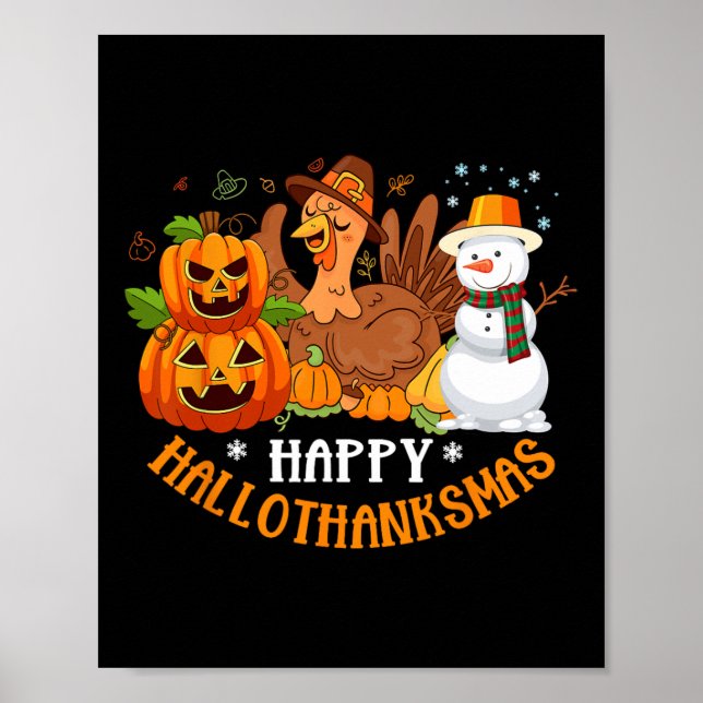 Póster Feliz Hallothanksmas Halloween Acción de Gracias C (Frente)