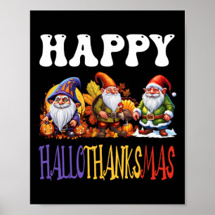 Póster Feliz Hallothanksmas Halloween Acción de Gracias C