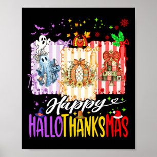 Póster Feliz Hallothanksmas Noche de la Calabaza Fantasma