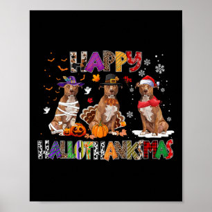 Póster Feliz Hallothanksmas Pitbull Lover Halloween C