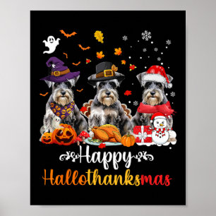 Póster Feliz Hallothanksmas Schnauzer Dog Halloween Chris