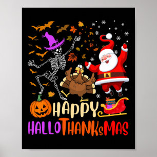 Póster Feliz Hallothanksmas Skeletkin Turquía Santa