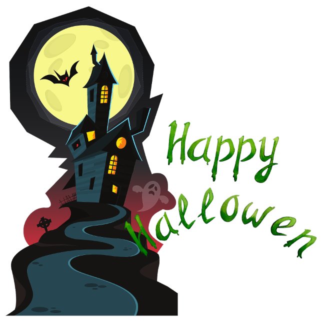 Póster Feliz Halloween (Whispers from beyond echo in the haunted mansion.)