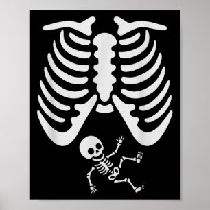 Póster Feliz Halloween Bebé Embarazado Skeleton Spooky Se