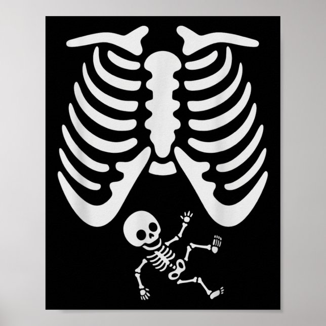 Póster Feliz Halloween Bebé Embarazado Skeleton Spooky Se (Frente)