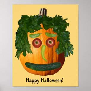 Póster Feliz Halloween - Cara de calabaza sin cortar