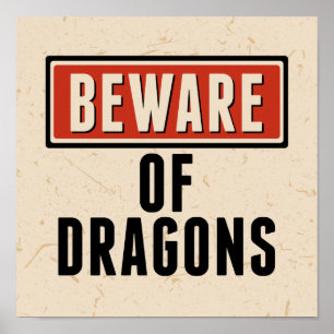 Póster Feliz Halloween   Cuidado con los dragones
