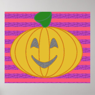 Póster Feliz Halloween de calabaza naranja grande moderna