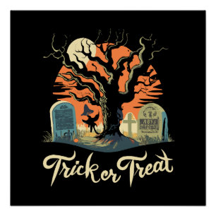 Póster Feliz Halloween de tu divertido cementerio!