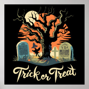 Póster Feliz Halloween de tu divertido cementerio!