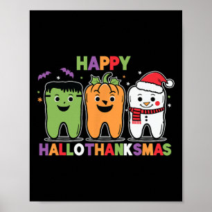 Póster Feliz Halloween Día de Acción de Gracias Navidad F
