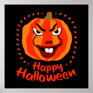 Póster Feliz Halloween 🎃 divertida calabaza espeluznante