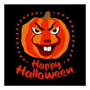 Póster Feliz Halloween 🎃 divertida calabaza espeluznante