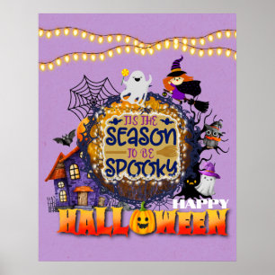 Póster Feliz Halloween Es la Celebración de la Temporada 