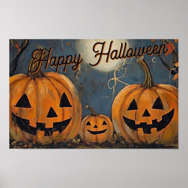 Póster Feliz Halloween Jack O' Lantern Glow (Frente)