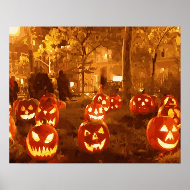 Póster Feliz Halloween Jack O Lanterns (Frente)