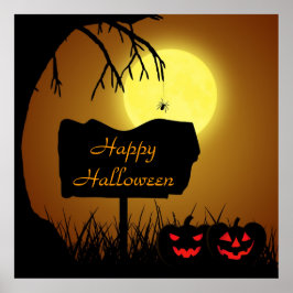 Póster Feliz Halloween Jack O Linterna Calabazas