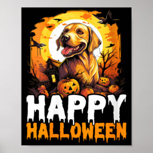 Póster Feliz Halloween Mujer Murciélago Gato Negro Vampir
