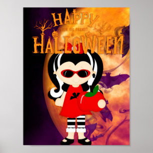 Póster Feliz Halloween Pequeño Vampress