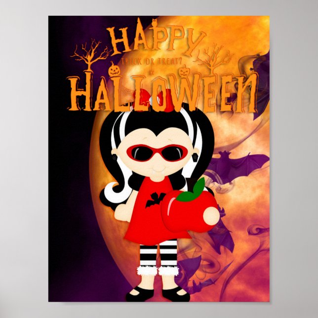 Póster Feliz Halloween Pequeño Vampress (Frente)